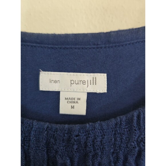 J. Jill pureJill Linen Blue Maxi Layered Dress Womens Size Medium Batik Overlay - Picture 9 of 11